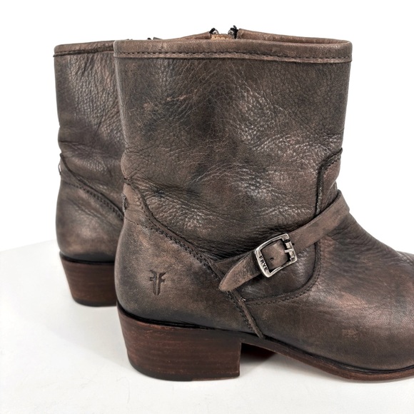 FRYE Lynn Strap Short Grey Leather Boot 9 - Picture 7 of 16